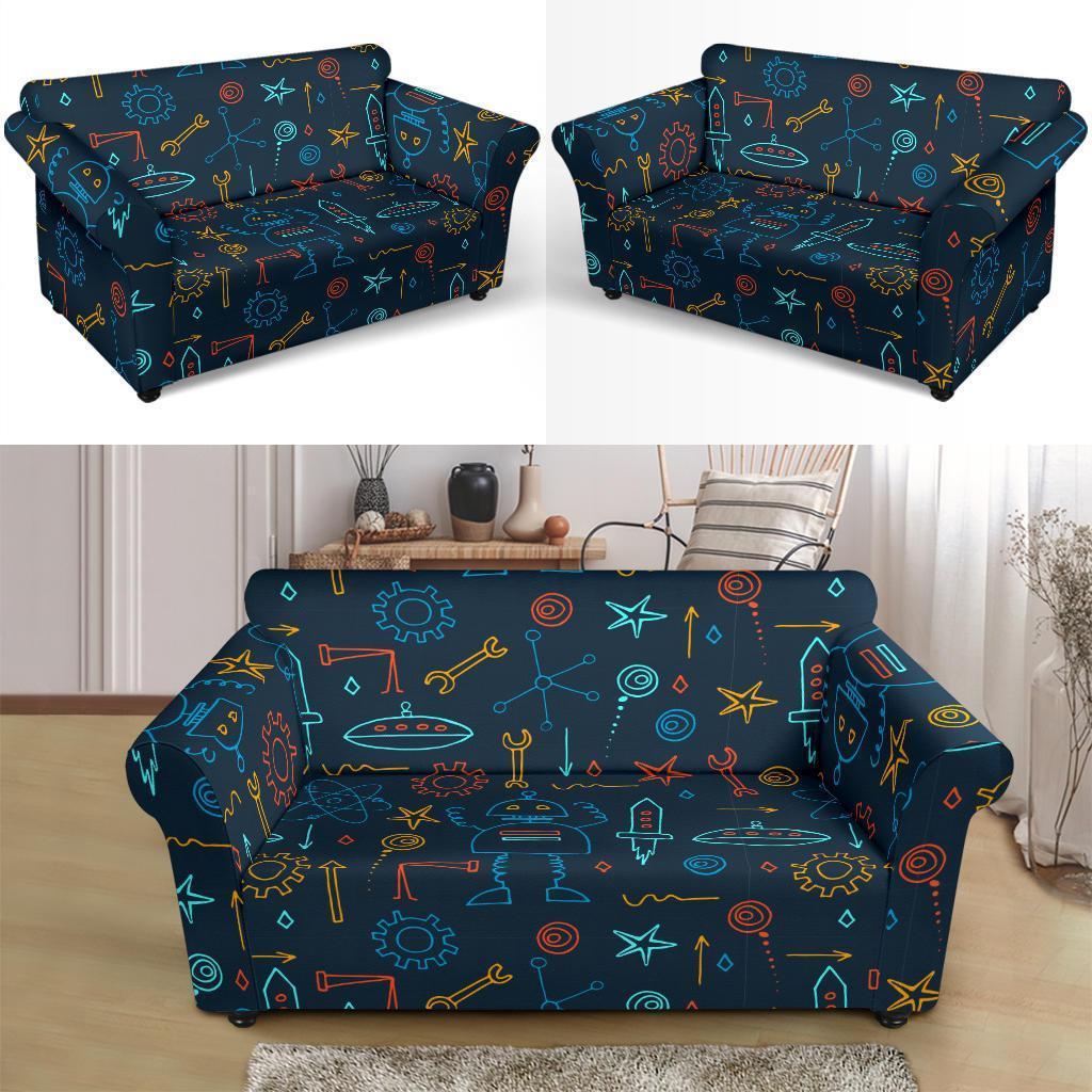 Pattern Print Robot Cyborg Loveseat Cover-grizzshop