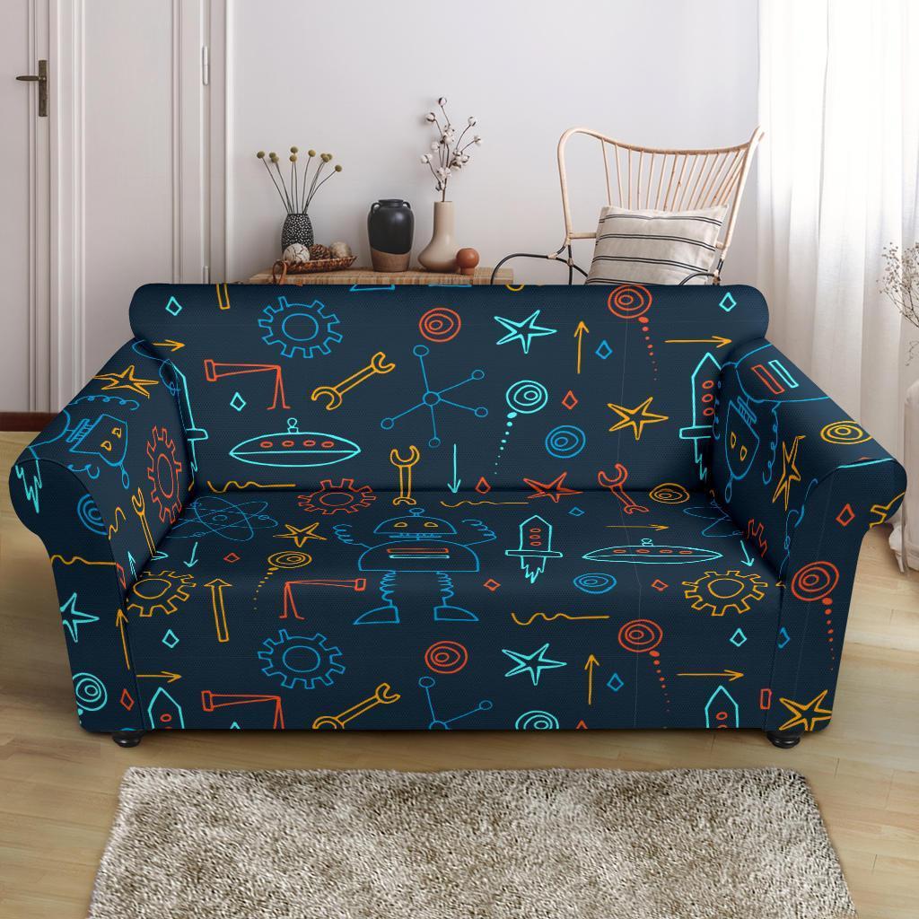 Pattern Print Robot Cyborg Loveseat Cover-grizzshop