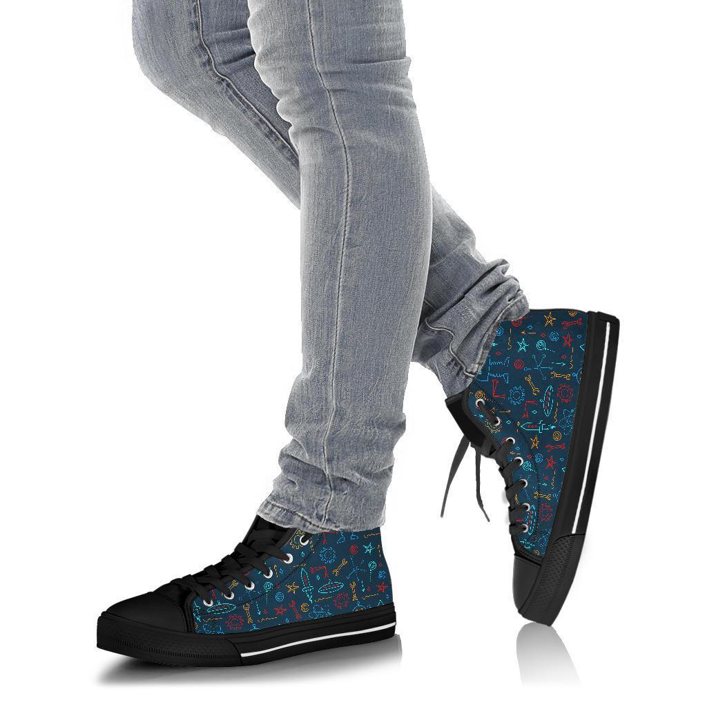 Pattern Print Robot Cyborg Men Women's High Top Shoes-grizzshop