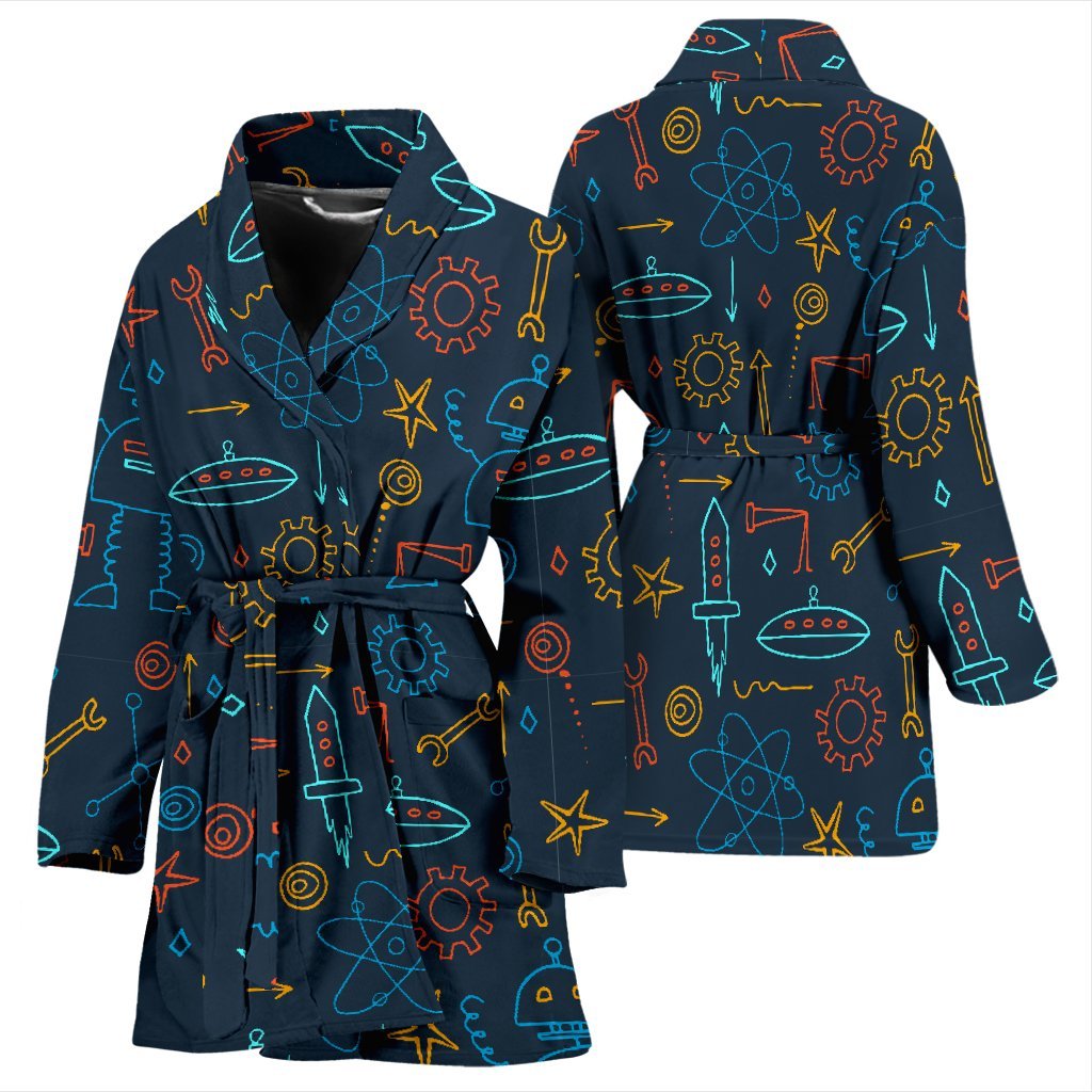 Pattern Print Robot Cyborg Pattern Print Women Long Robe-grizzshop