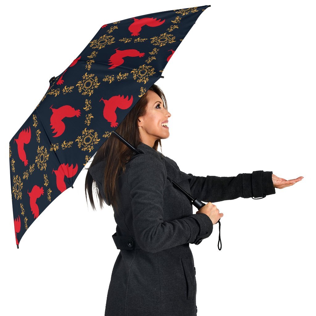 Pattern Print Rooster Automatic Foldable Umbrella-grizzshop