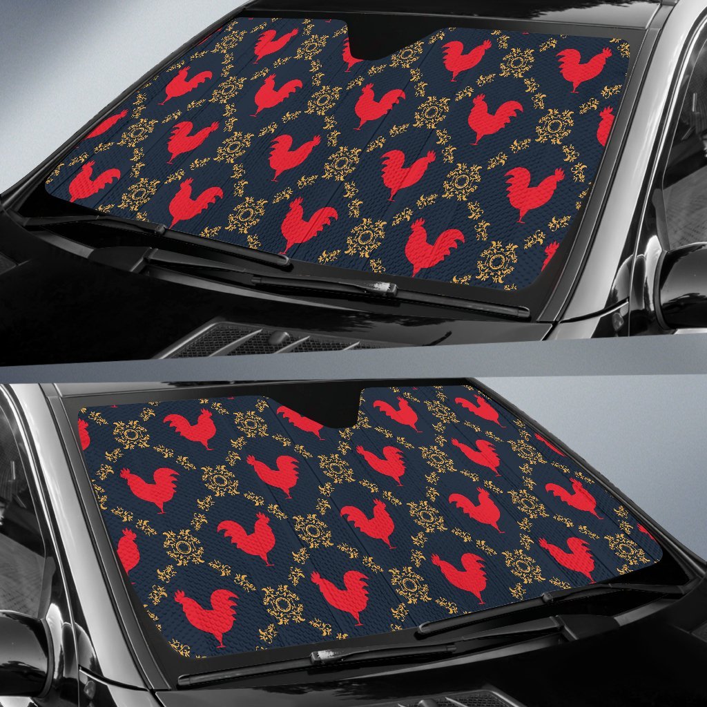 Pattern Print Rooster Car Sun Shade-grizzshop