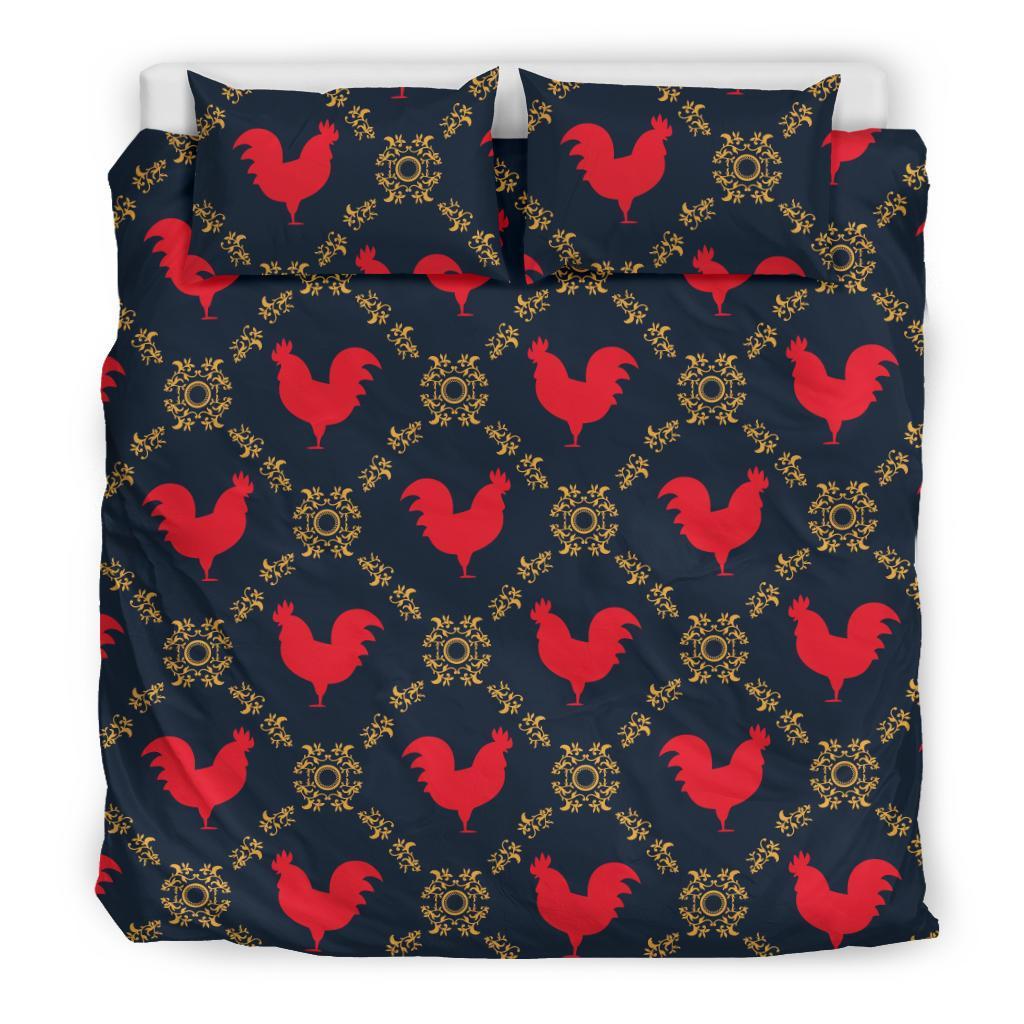 Pattern Print Rooster Duvet Cover Bedding Set-grizzshop