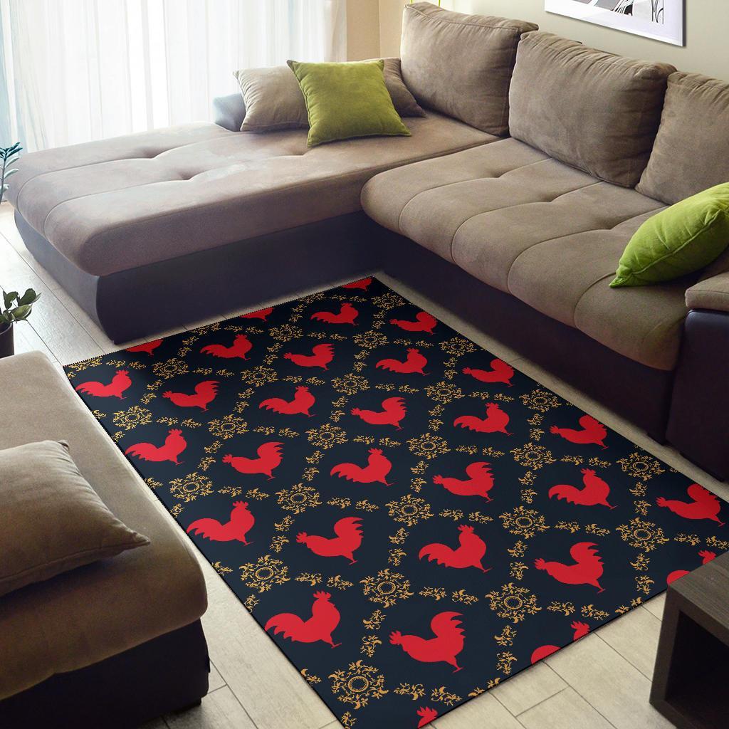 Pattern Print Rooster Floor Mat-grizzshop