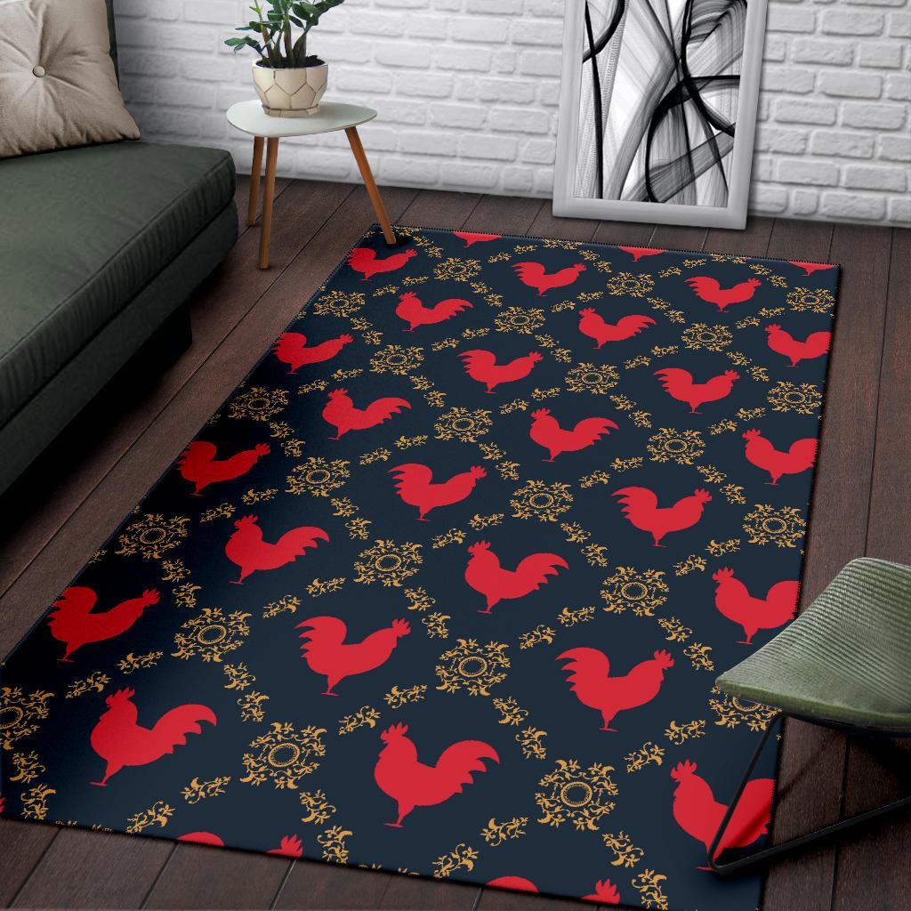 Pattern Print Rooster Floor Mat-grizzshop