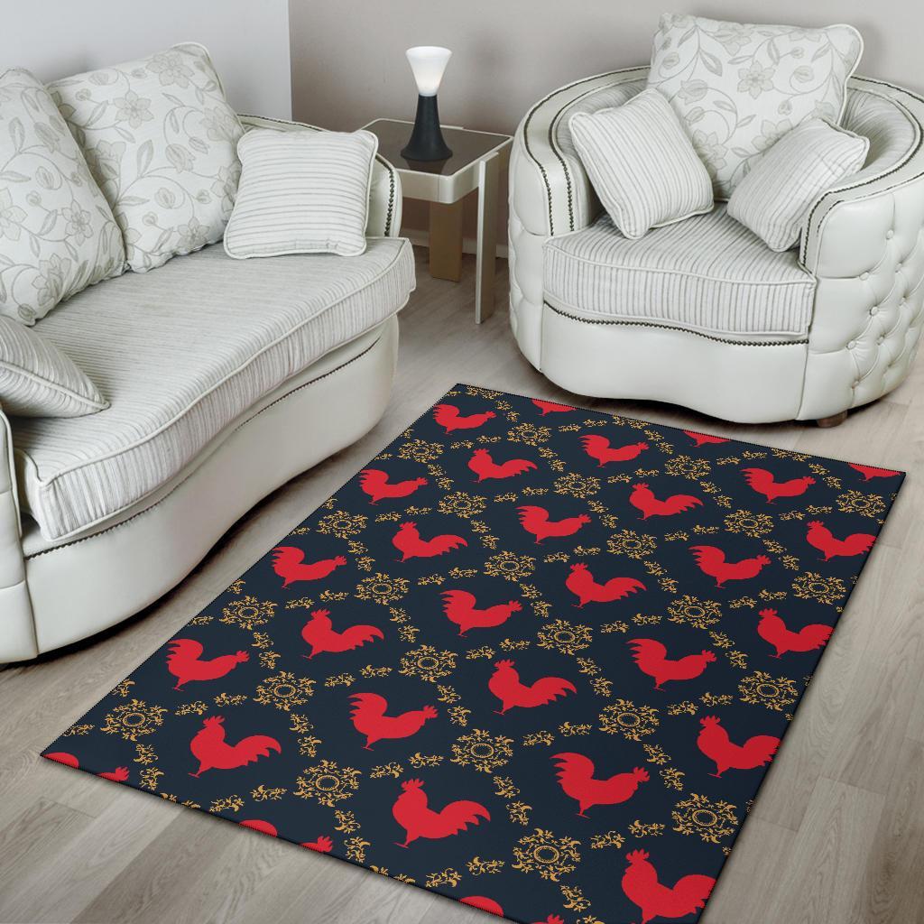 Pattern Print Rooster Floor Mat-grizzshop