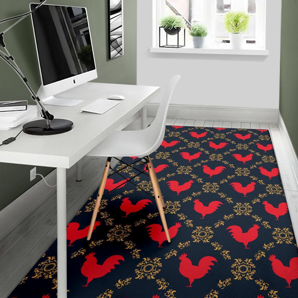 Pattern Print Rooster Floor Mat-grizzshop