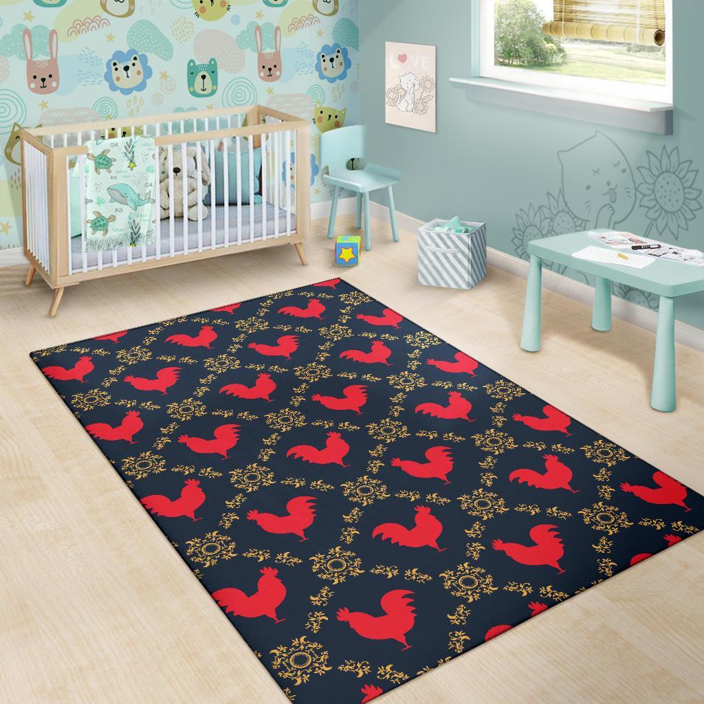 Pattern Print Rooster Floor Mat-grizzshop