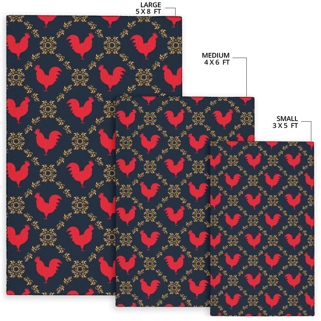 Pattern Print Rooster Floor Mat-grizzshop