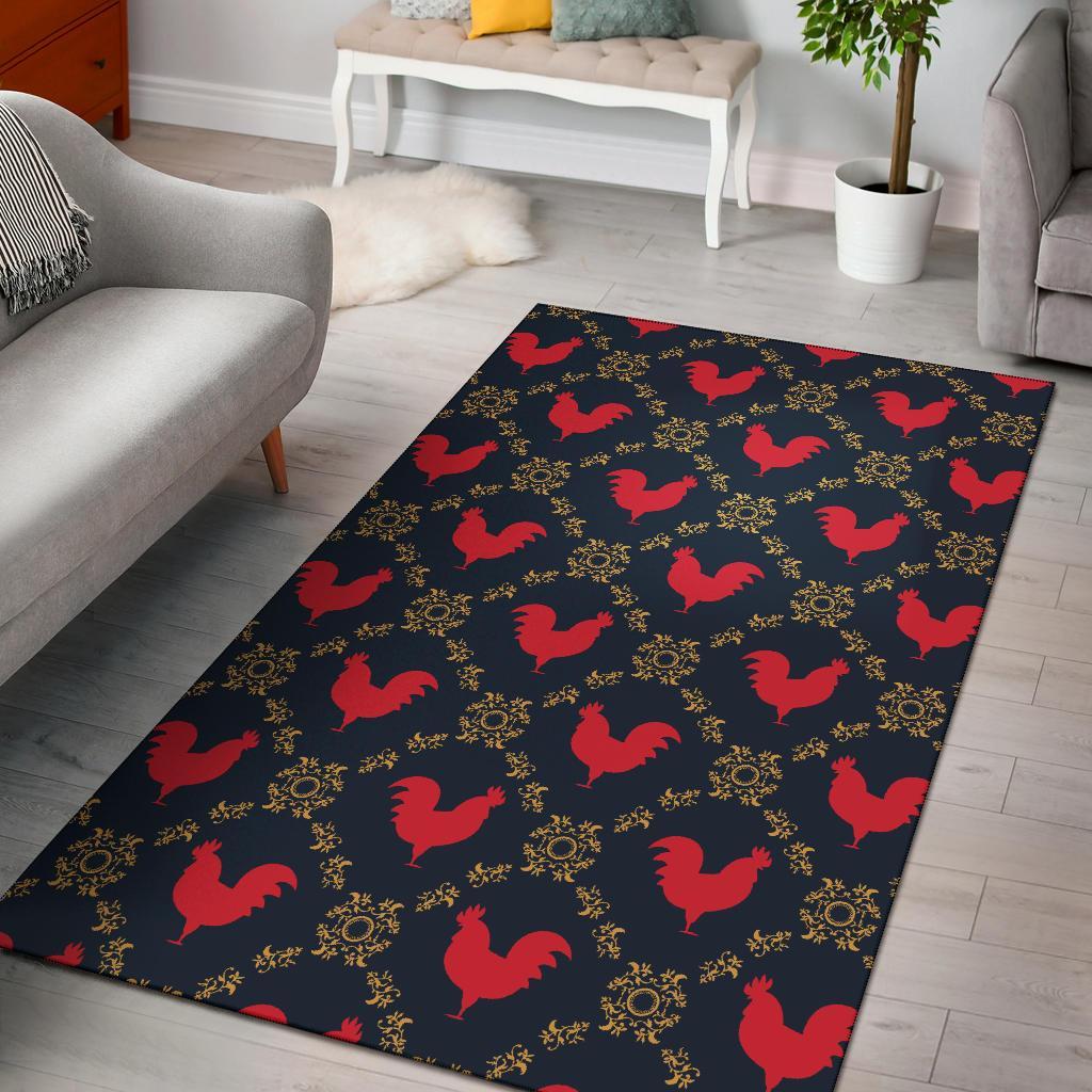 Pattern Print Rooster Floor Mat-grizzshop