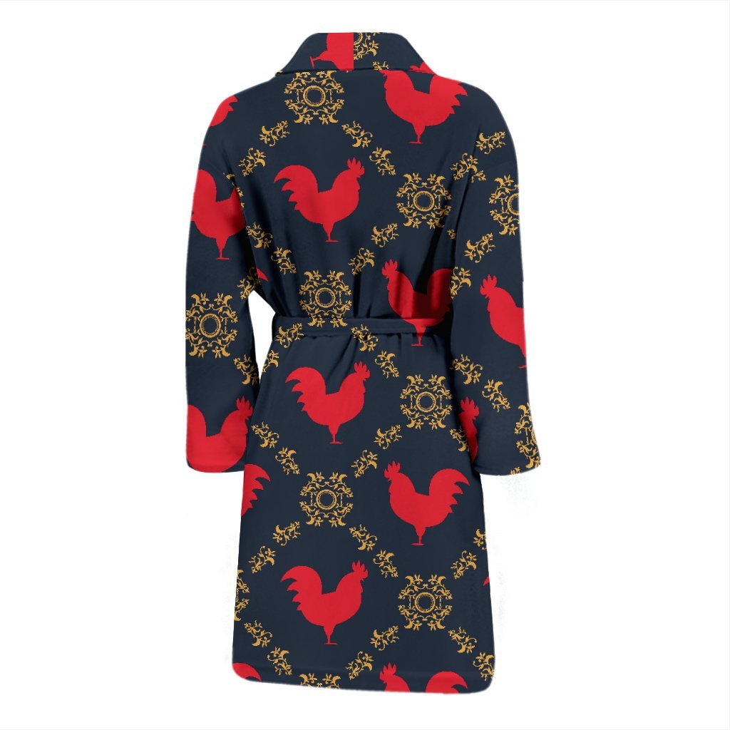 Pattern Print Rooster Men Long Robe-grizzshop