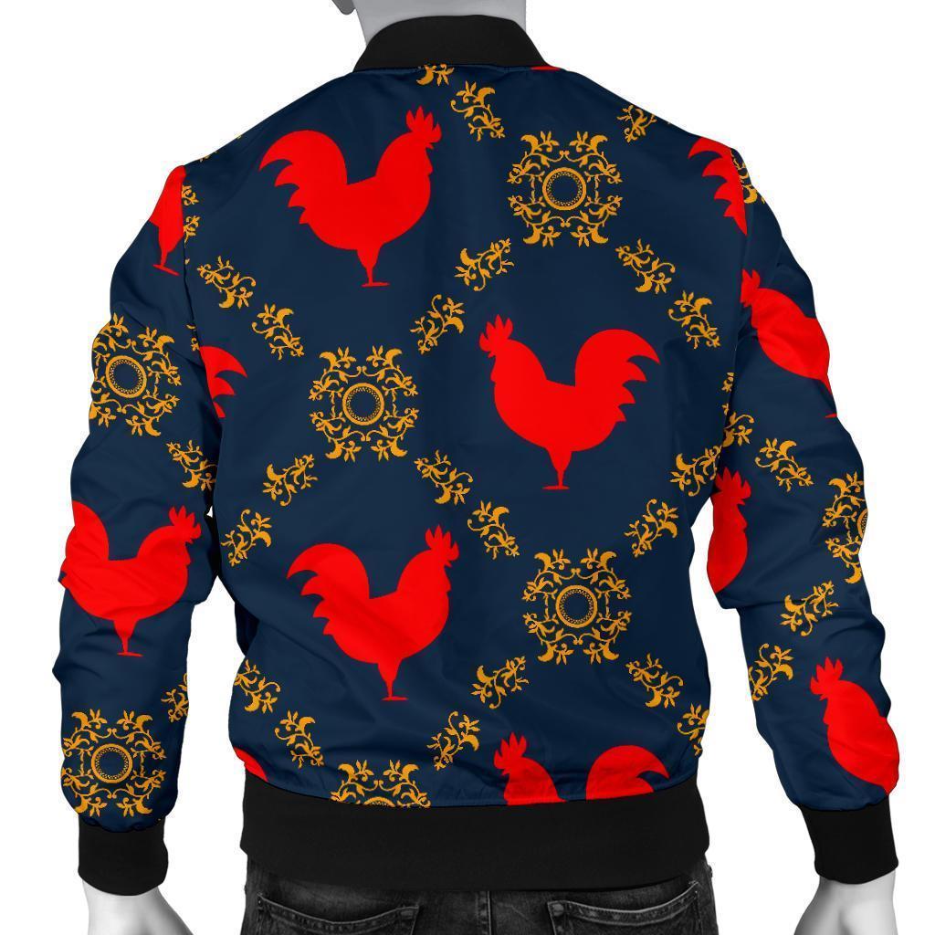 Pattern Print Rooster Men's Bomber Jacket-grizzshop