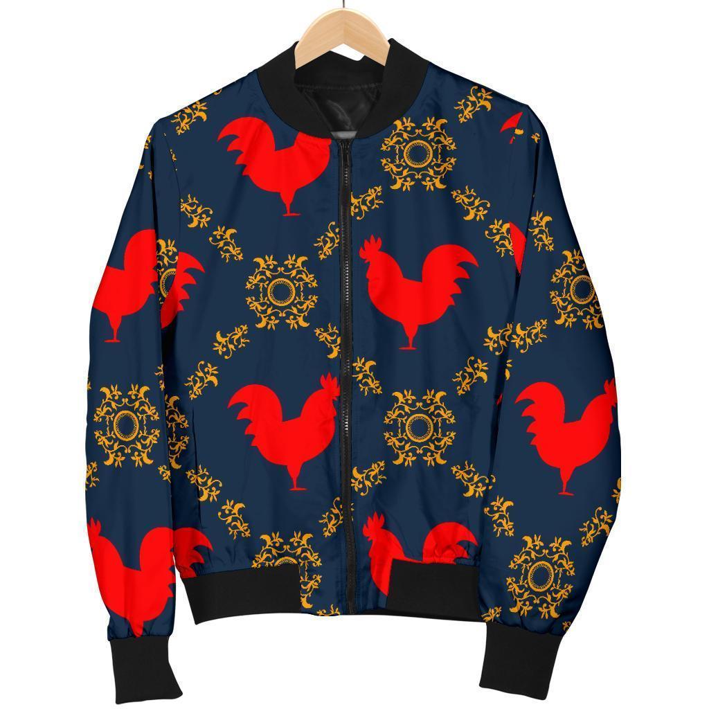 Pattern Print Rooster Men's Bomber Jacket-grizzshop