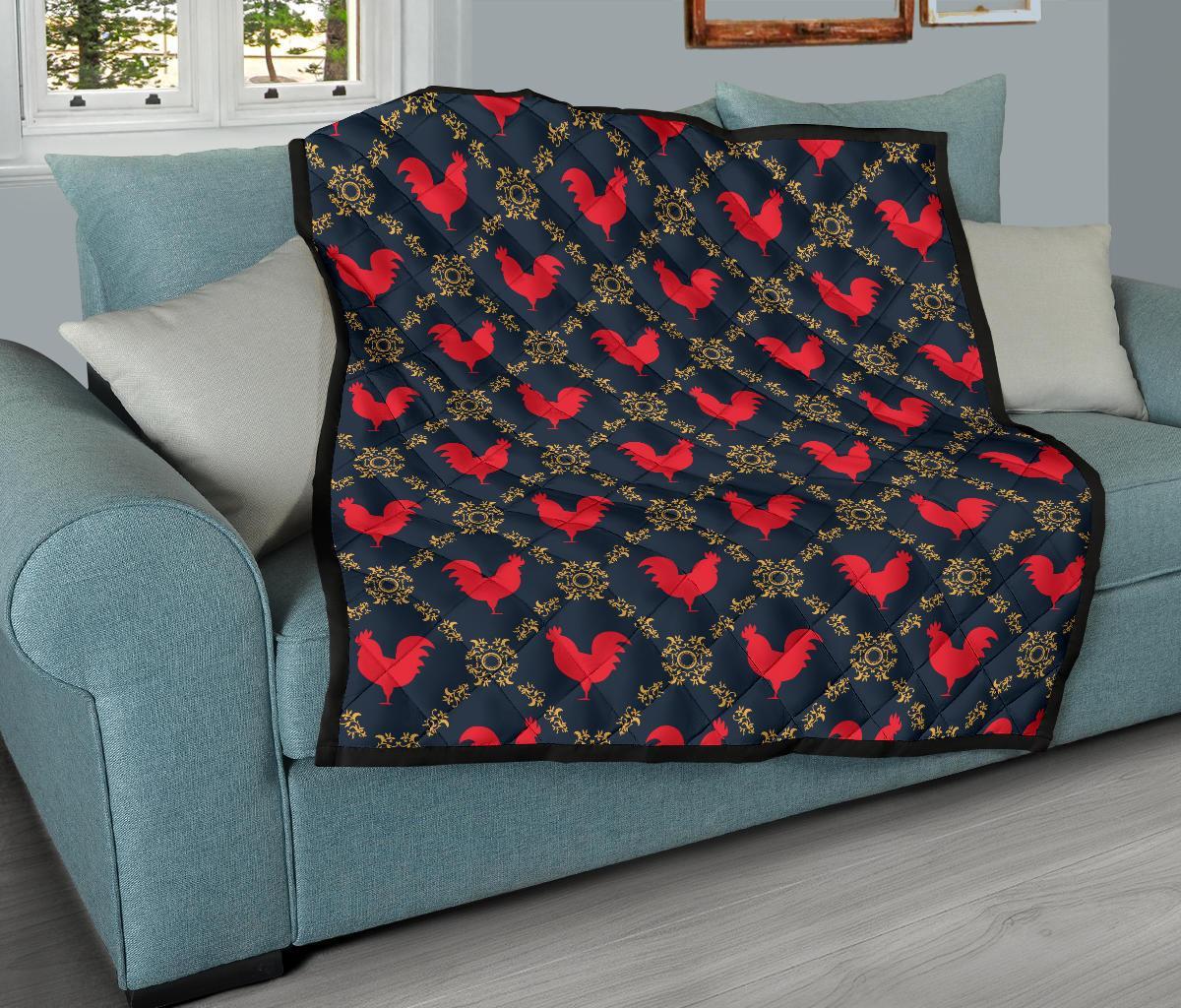 Pattern Print Rooster Quilt-grizzshop