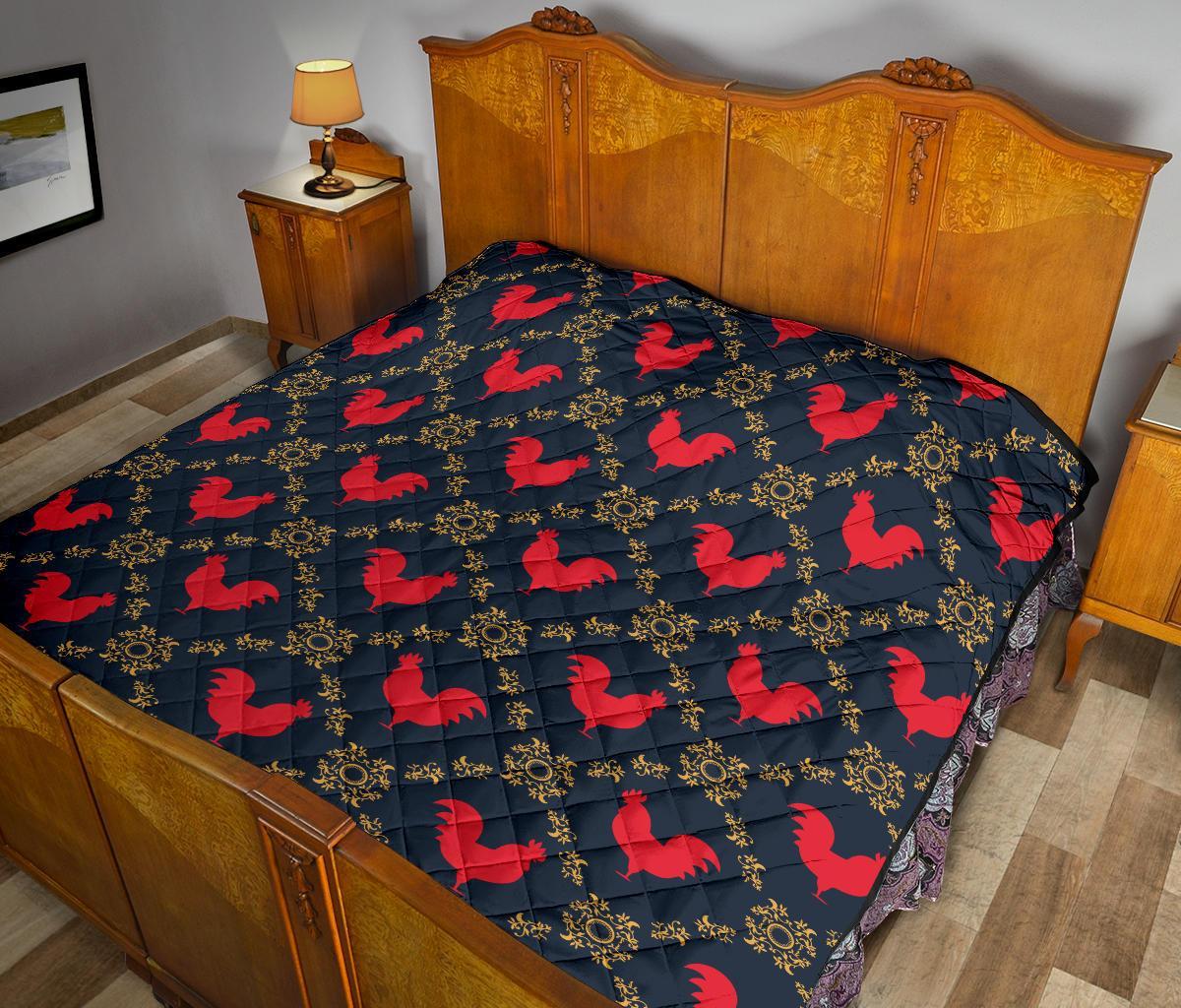 Pattern Print Rooster Quilt-grizzshop