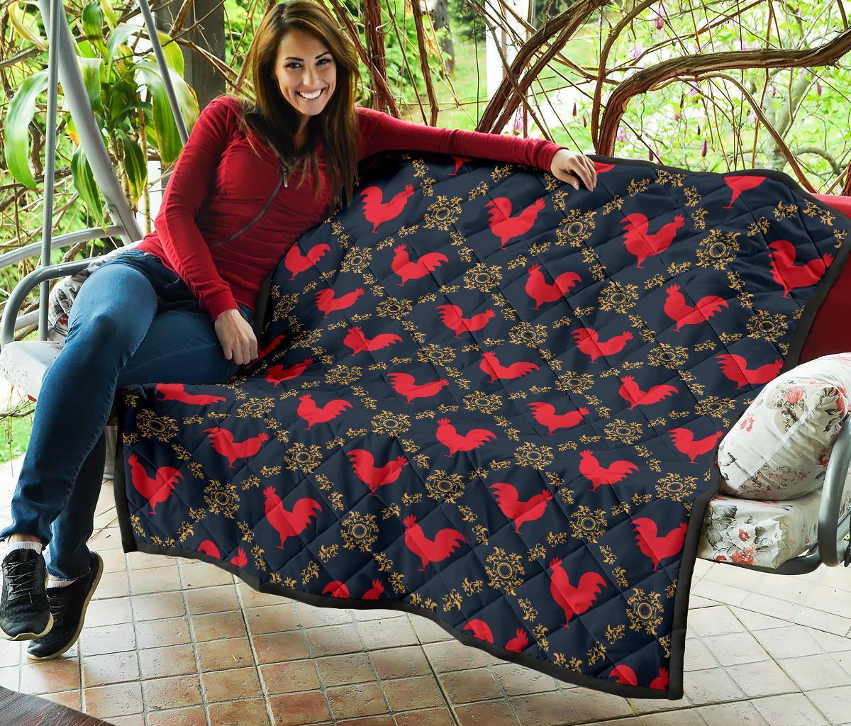 Pattern Print Rooster Quilt-grizzshop