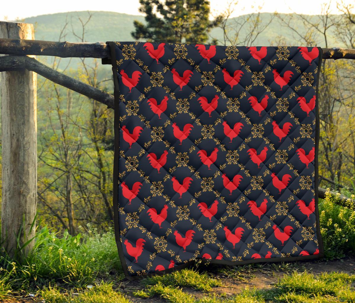 Pattern Print Rooster Quilt-grizzshop