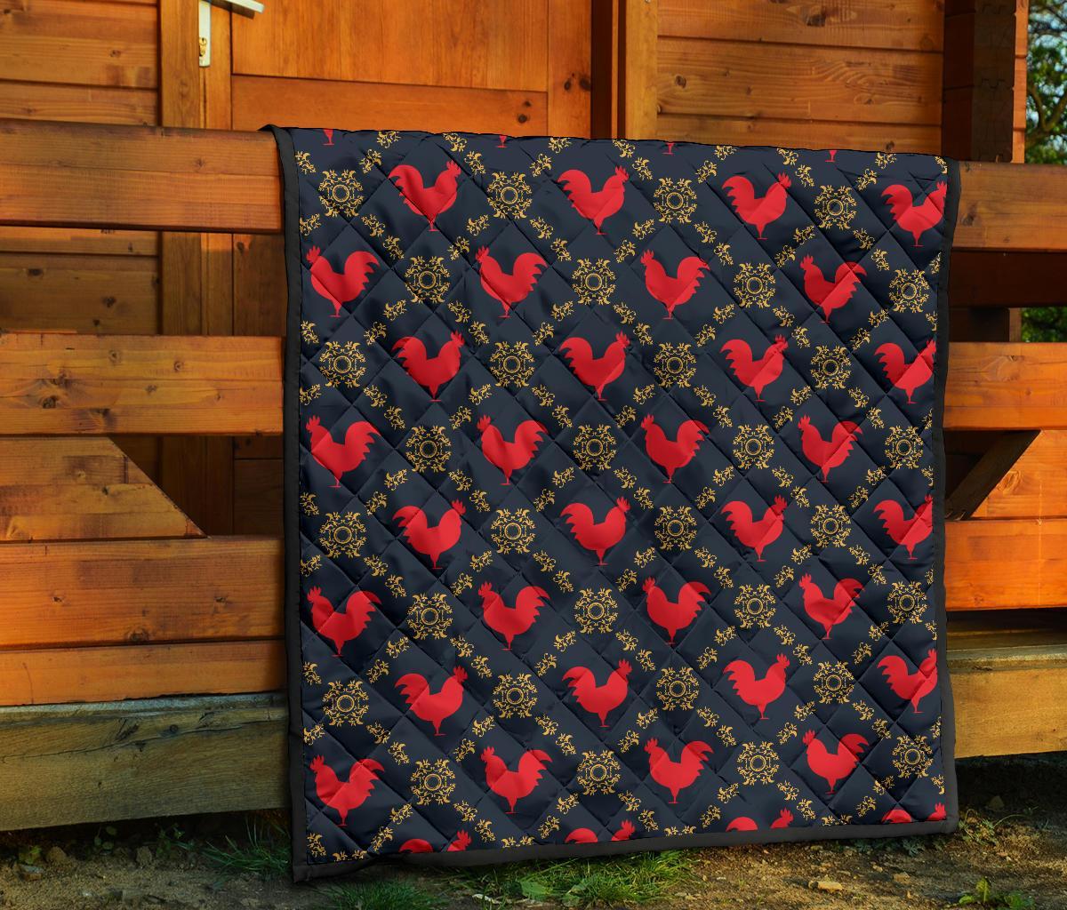 Pattern Print Rooster Quilt-grizzshop