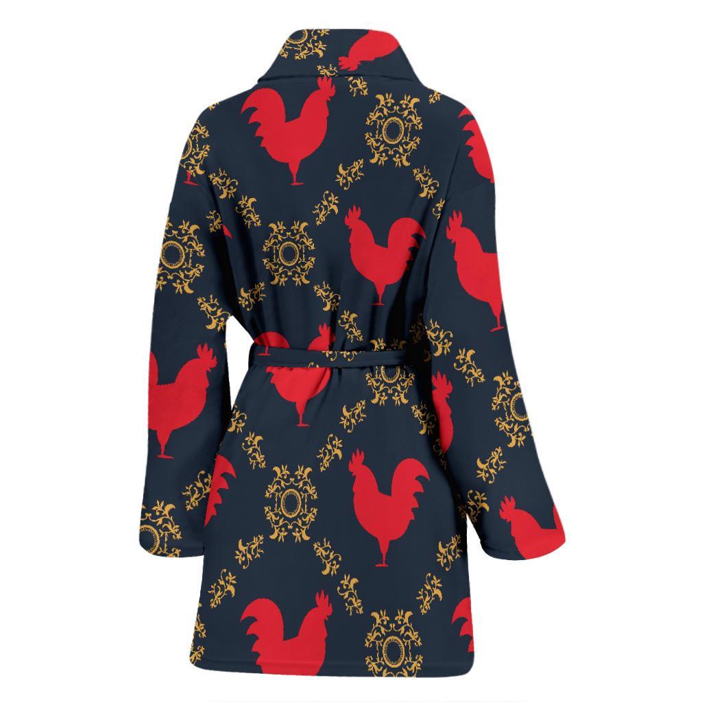 Pattern Print Rooster Women Long Robe-grizzshop