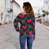 Pattern Print Rooster Women Off Shoulder Sweatshirt-grizzshop