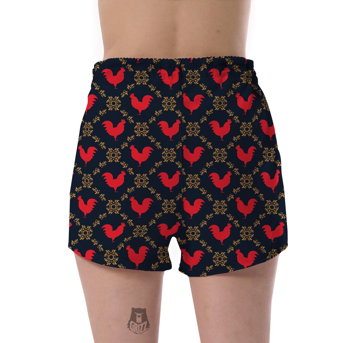 Pattern Print Rooster Women's Shorts-grizzshop
