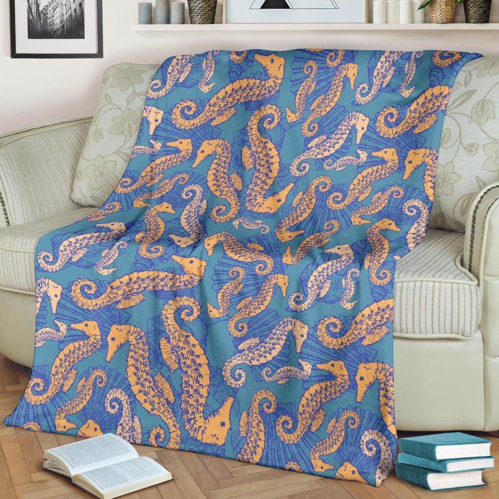 Pattern Print Seahorse Blanket-grizzshop