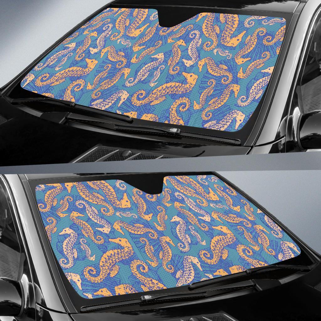Pattern Print Seahorse Car Sun Shade-grizzshop