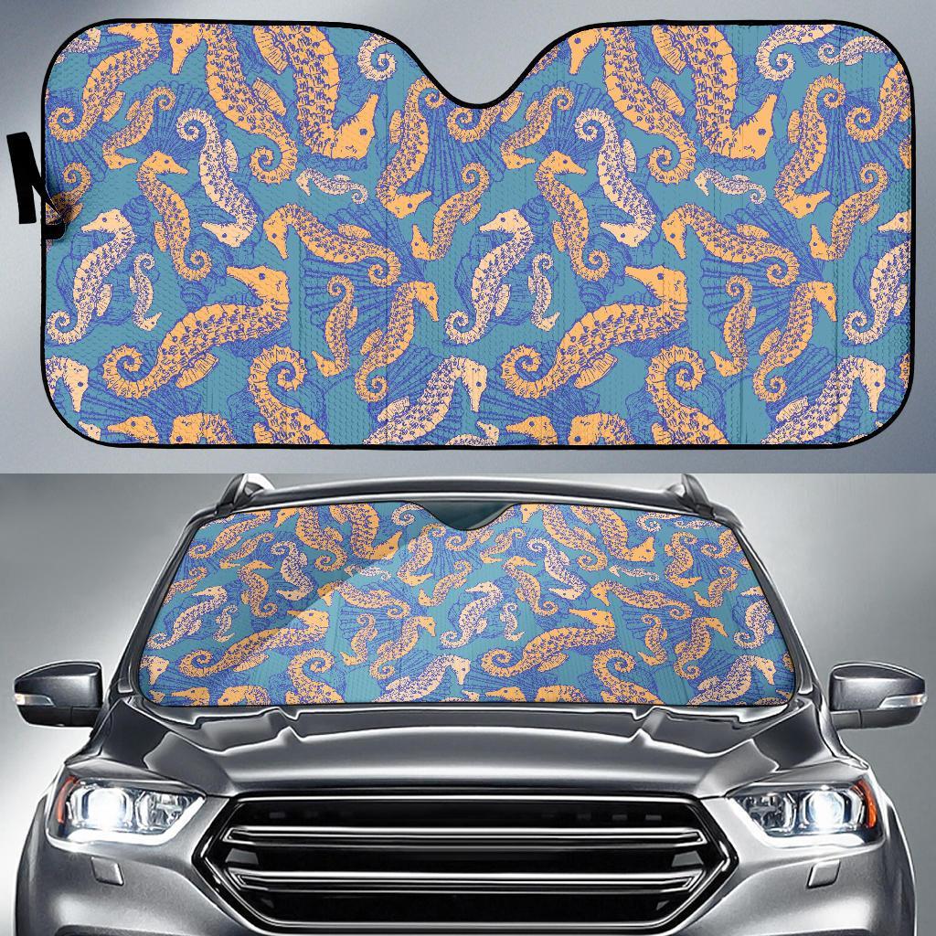 Pattern Print Seahorse Car Sun Shade-grizzshop