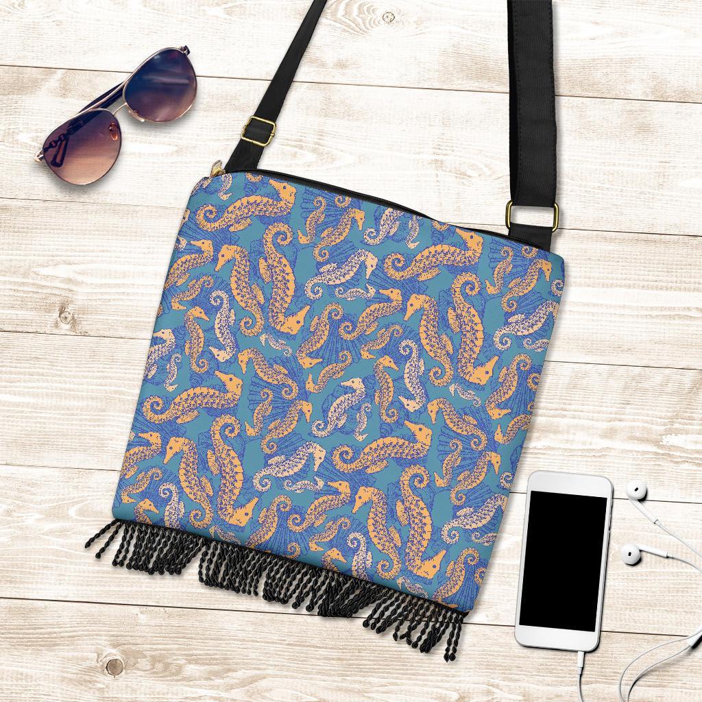 Pattern Print Seahorse Crossbody Bags-grizzshop