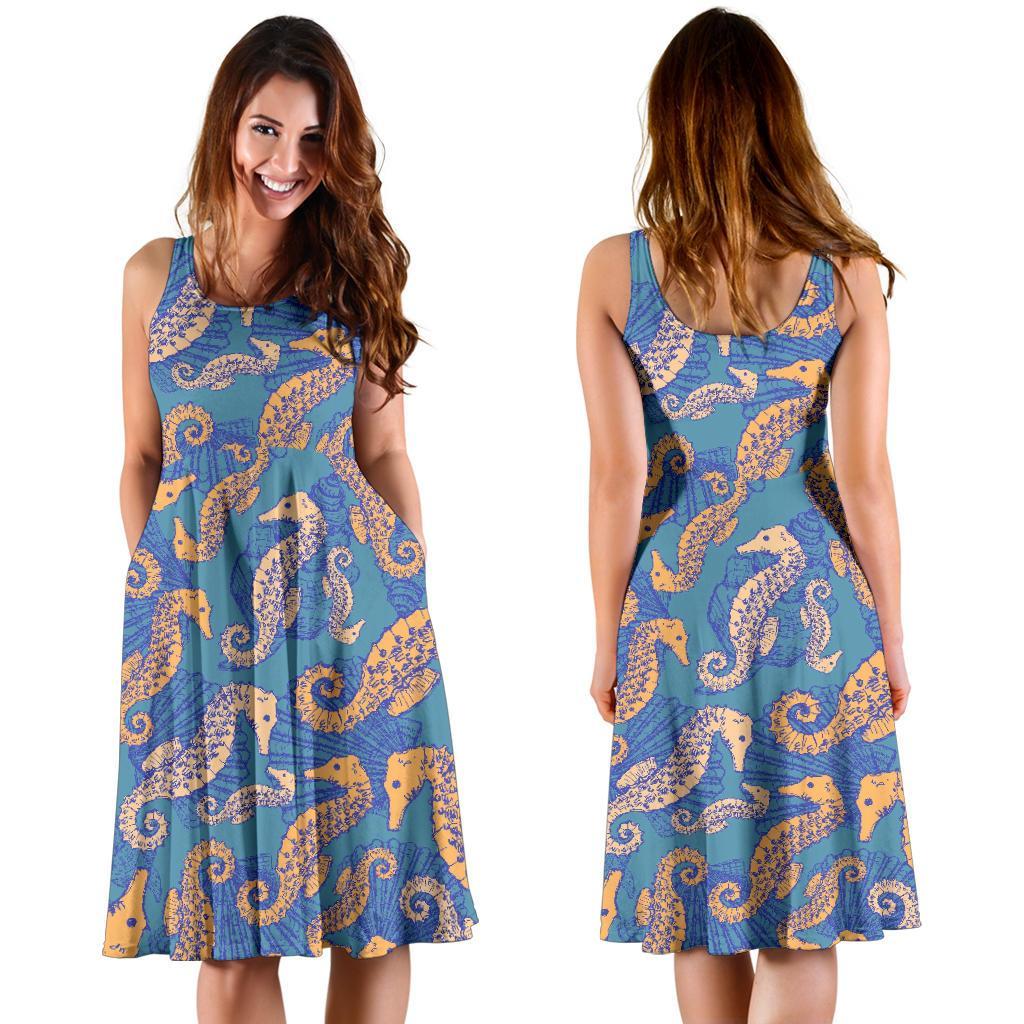 Pattern Print Seahorse Dress-grizzshop