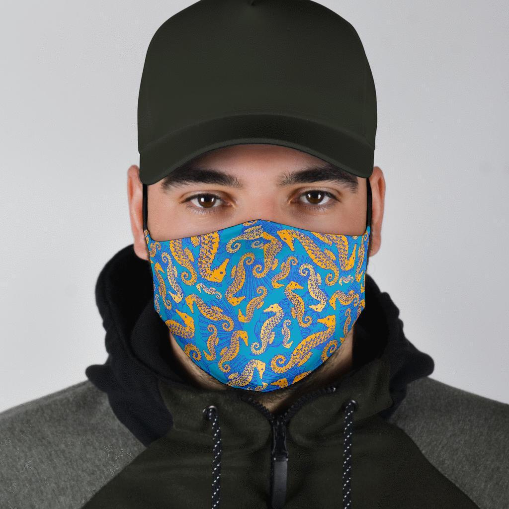 Pattern Print Seahorse Face Mask-grizzshop