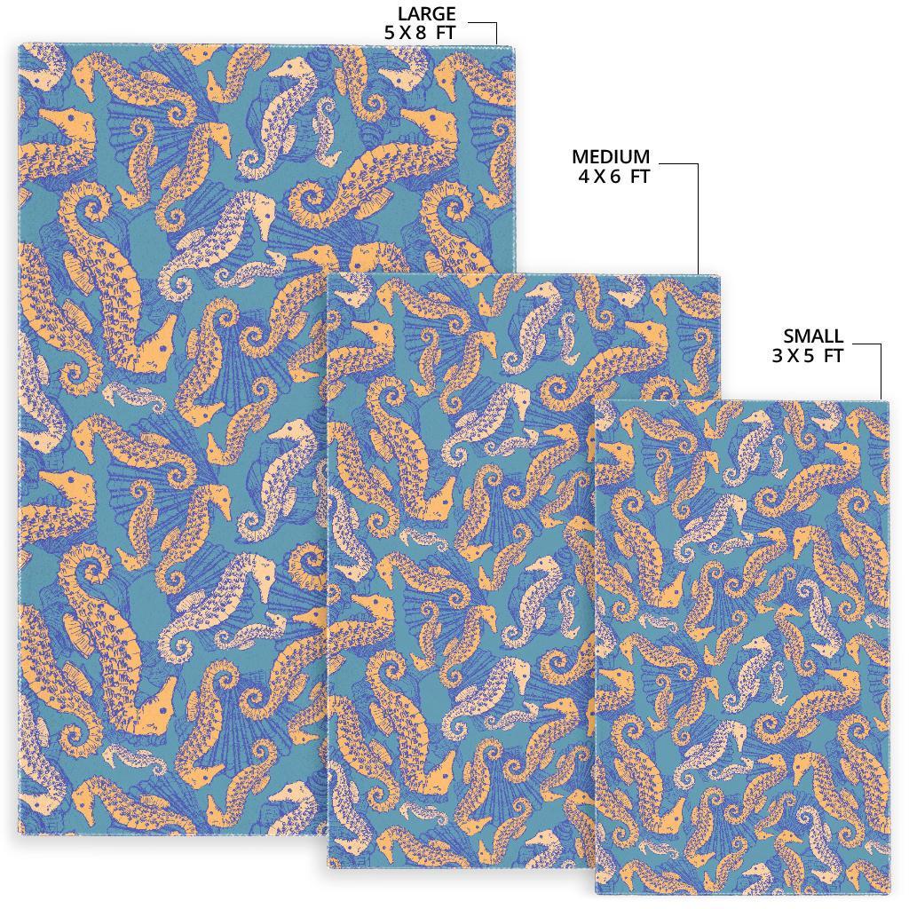 Pattern Print Seahorse Floor Mat-grizzshop