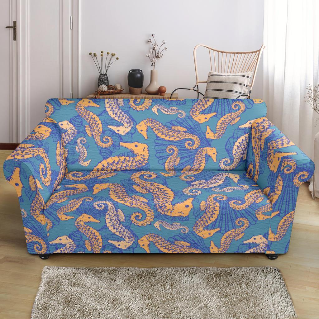 Pattern Print Seahorse Loveseat Cover-grizzshop