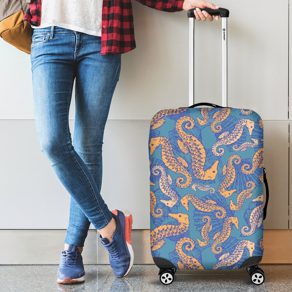 Pattern Print Seahorse Luggage Cover Protector-grizzshop