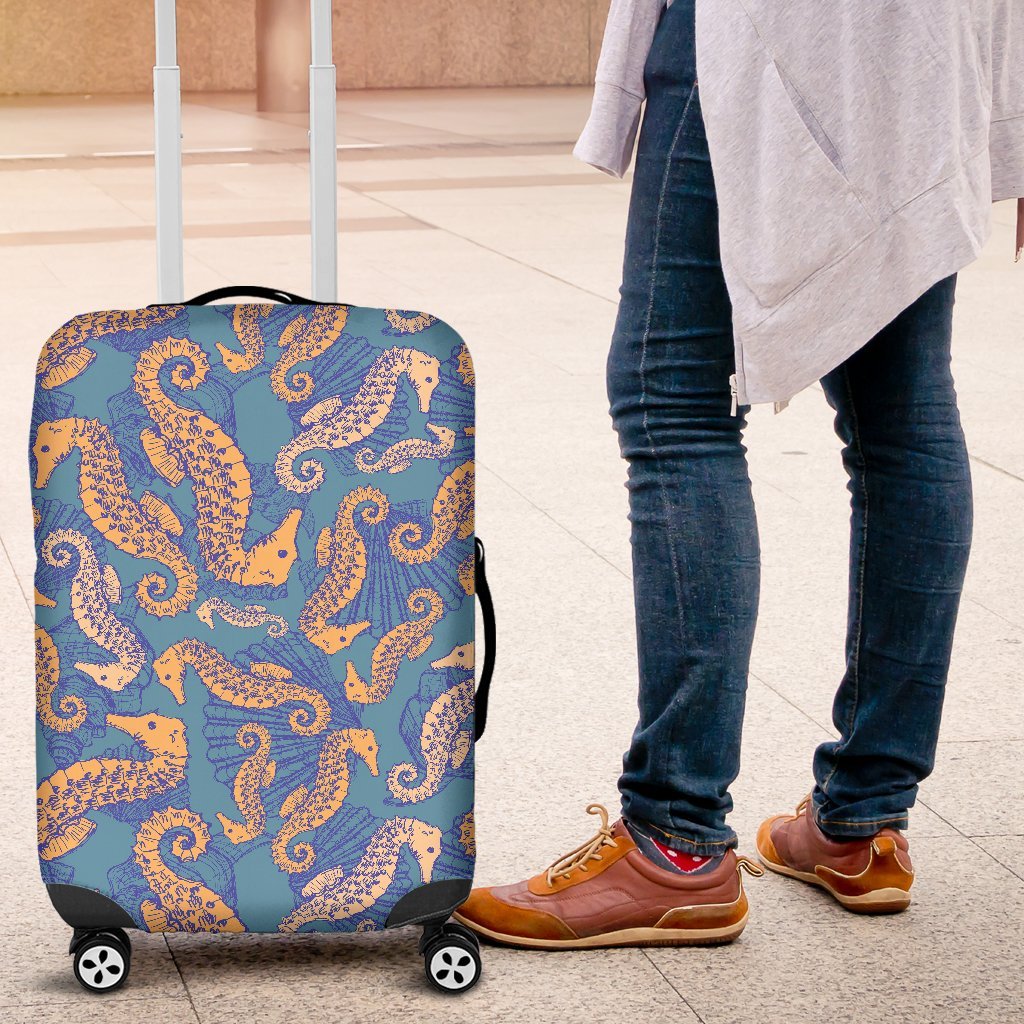 Pattern Print Seahorse Luggage Cover Protector-grizzshop