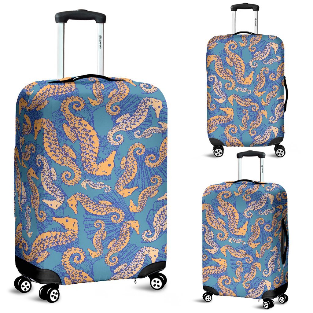 Pattern Print Seahorse Luggage Cover Protector-grizzshop
