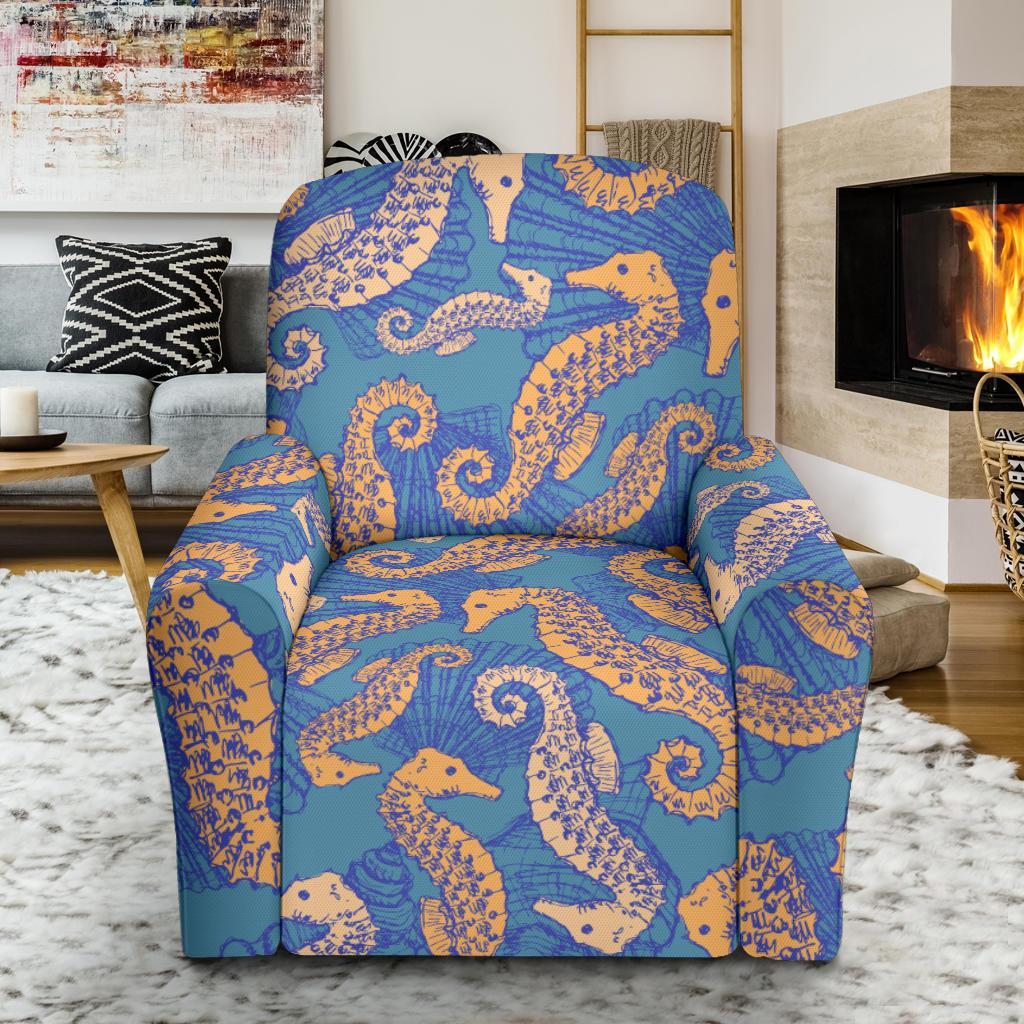 Pattern Print Seahorse Recliner Cover-grizzshop