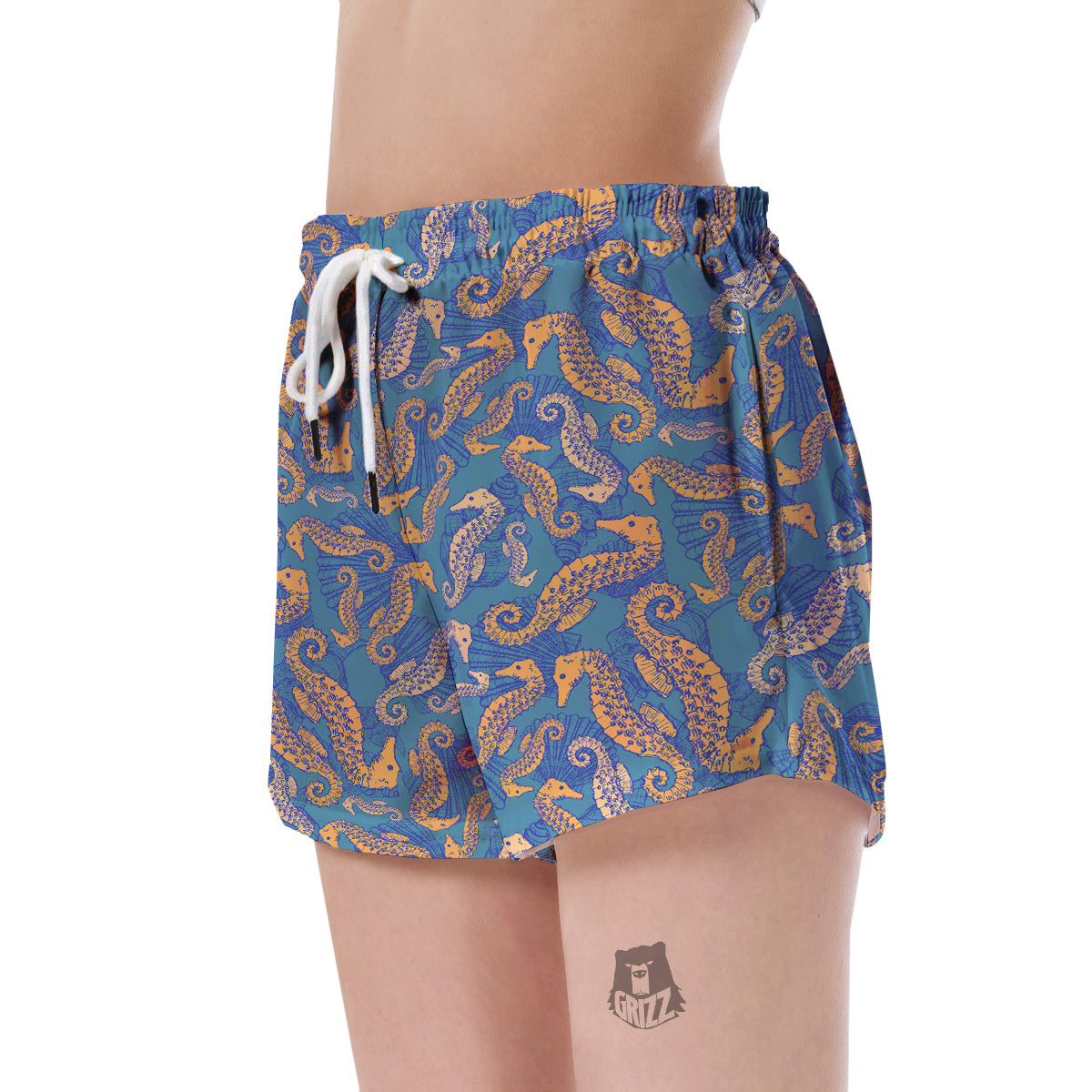 Pattern Print Seahorse Women's Shorts-grizzshop