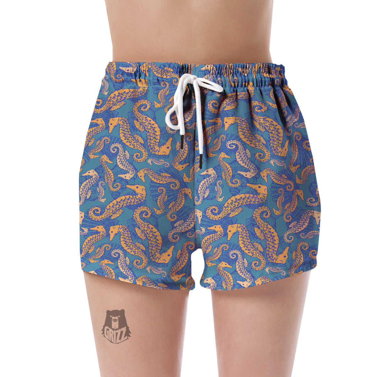 Pattern Print Seahorse Women's Shorts-grizzshop