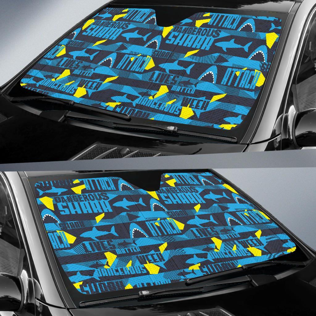 Pattern Print Shark Car Sun Shade-grizzshop