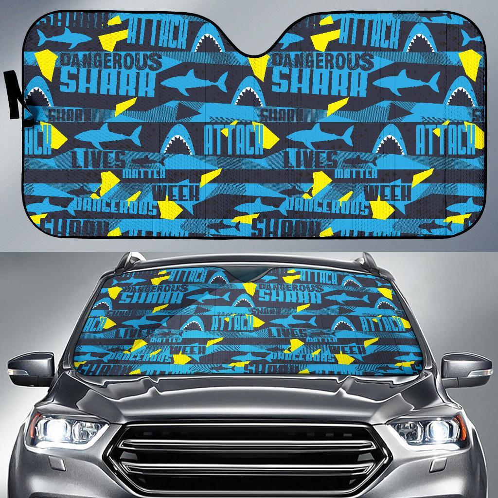 Pattern Print Shark Car Sun Shade-grizzshop