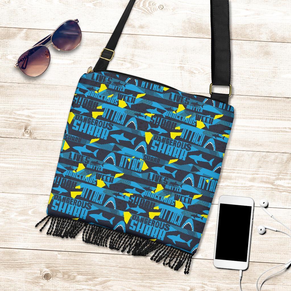 Pattern Print Shark Crossbody Bags-grizzshop