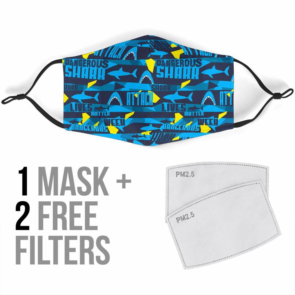 Pattern Print Shark Face Mask-grizzshop