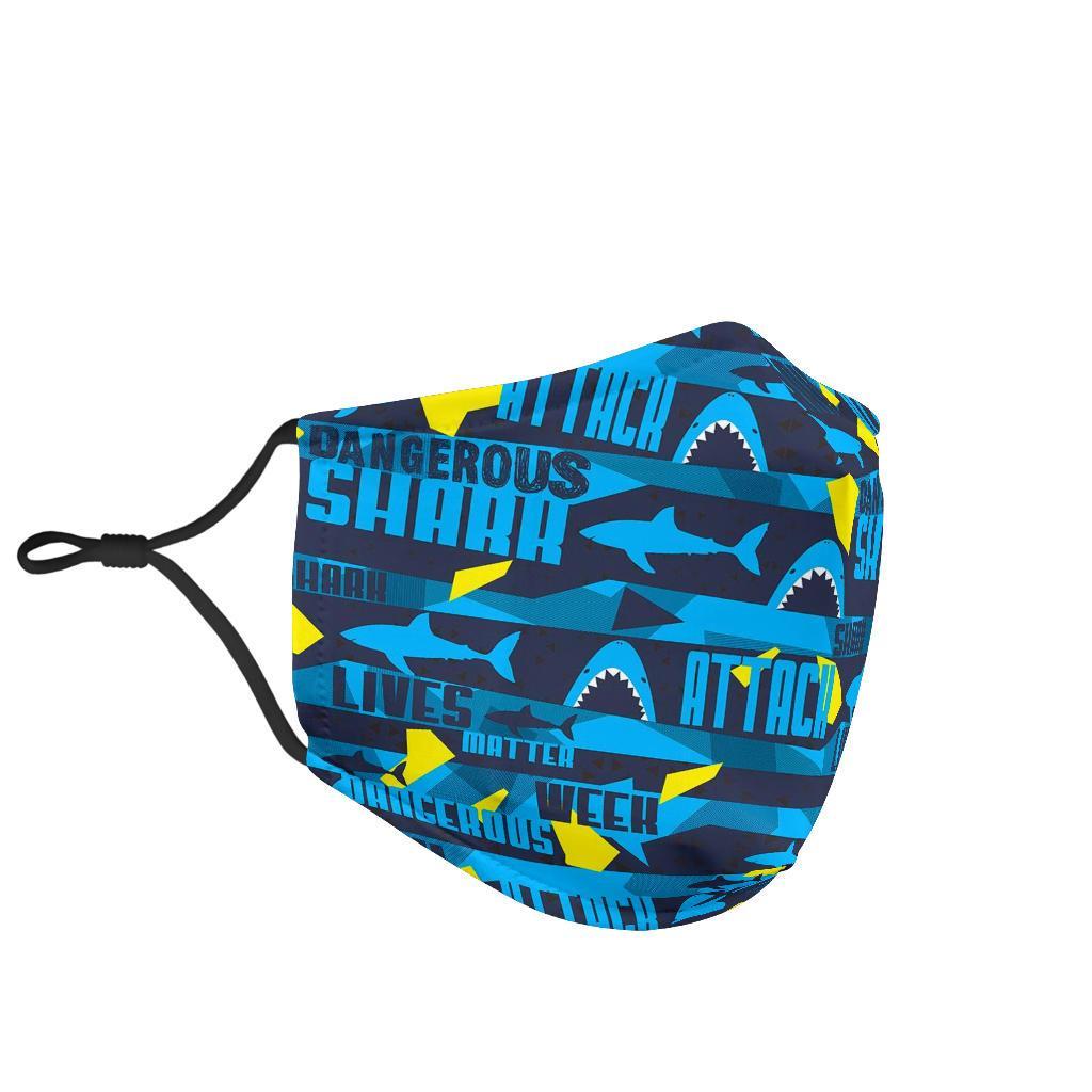 Pattern Print Shark Face Mask-grizzshop