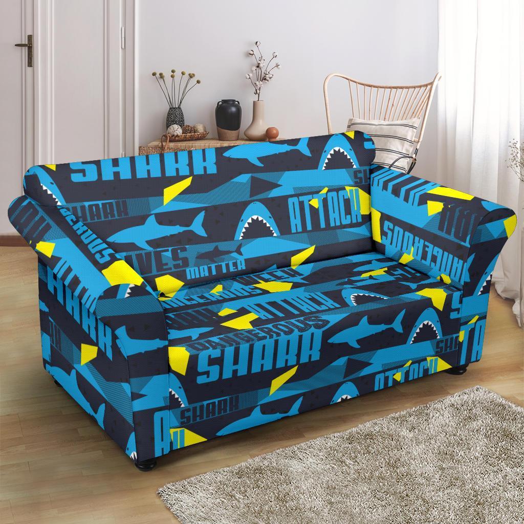 Pattern Print Shark Loveseat Cover-grizzshop