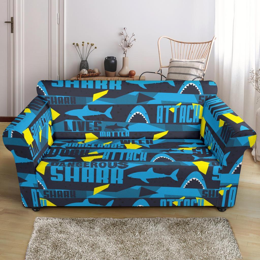 Pattern Print Shark Loveseat Cover-grizzshop