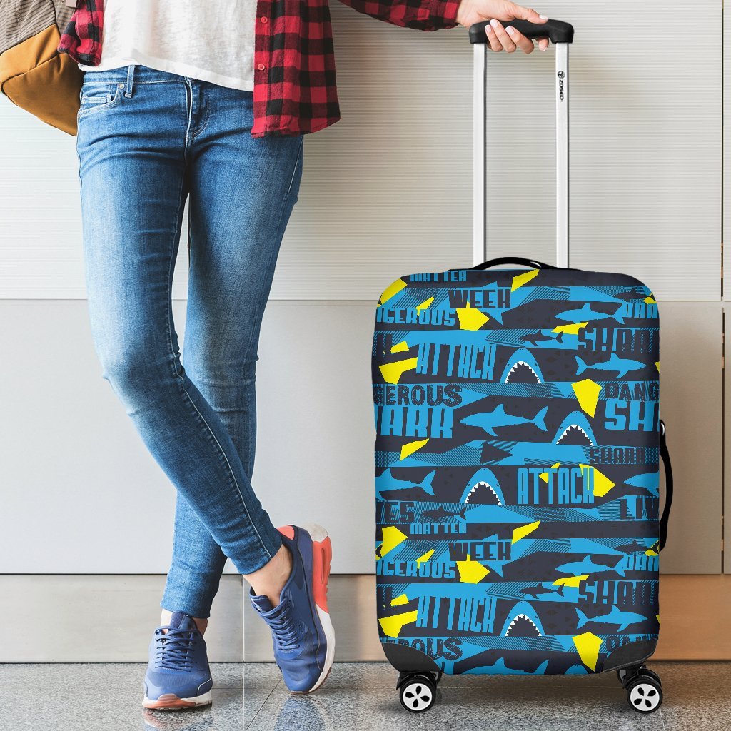 Pattern Print Shark Luggage Cover Protector-grizzshop