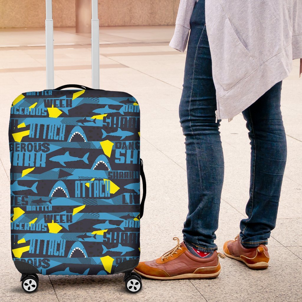 Pattern Print Shark Luggage Cover Protector-grizzshop