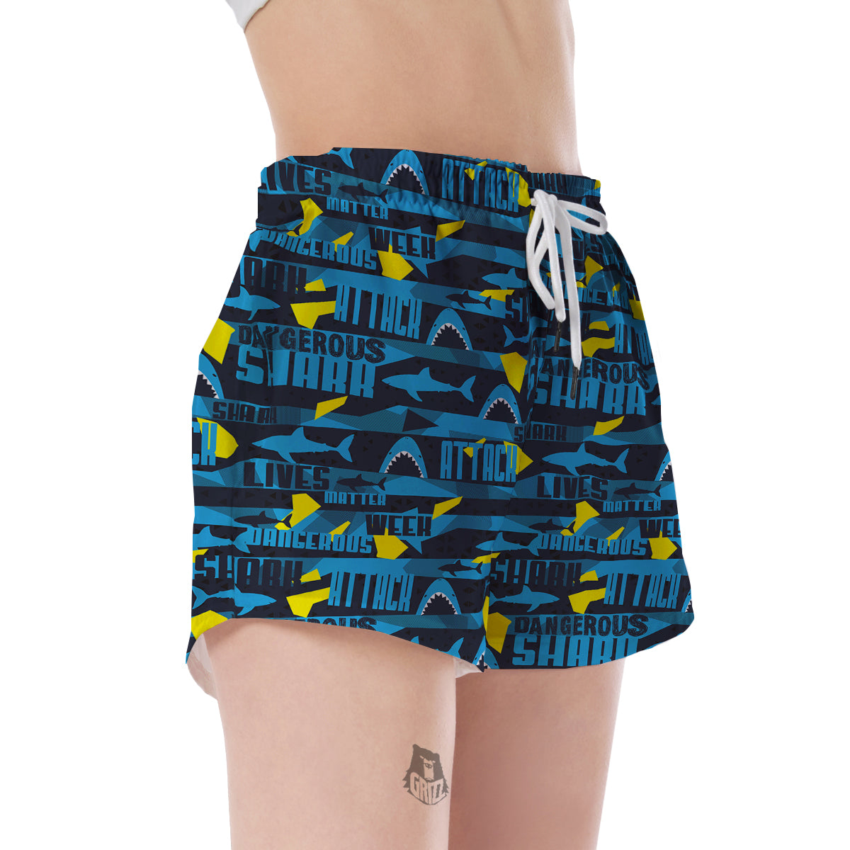 Pattern Print Shark Women's Shorts-grizzshop