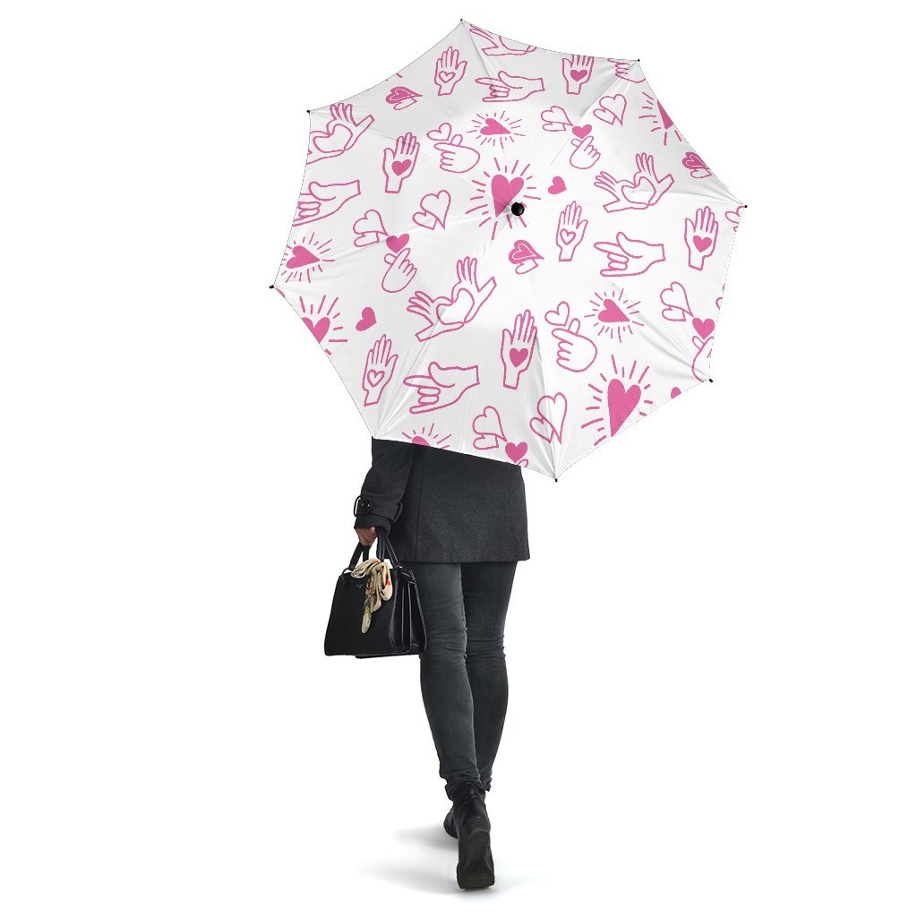 Pattern Print Sign Language Automatic Foldable Umbrella-grizzshop